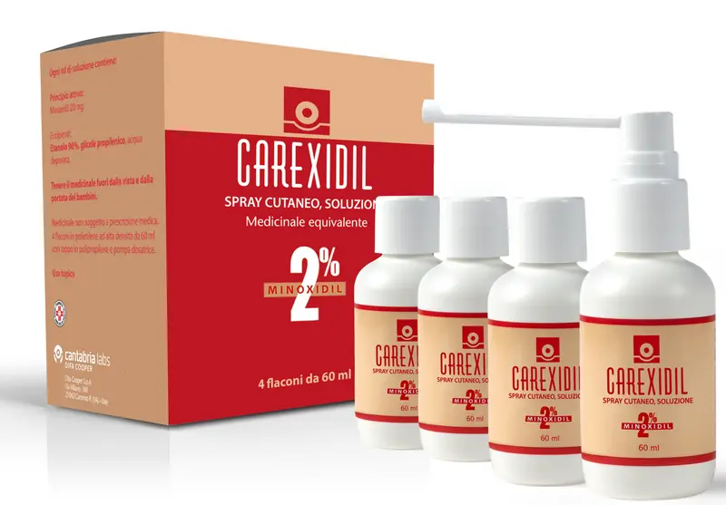 2% spray cutaneo soluzione, 4 flaconi in hdpe da 60 ml con pompa dosatrice