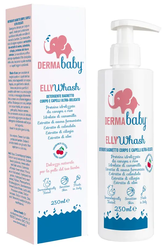 Derma baby elly wash detergente bagnetto corpo e capelli ultra-delicato 250 ml