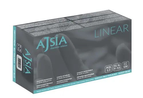 Guanto monouso in nitrile senza polvere ajsia linear blu violaceo extralarge 100 pezzi