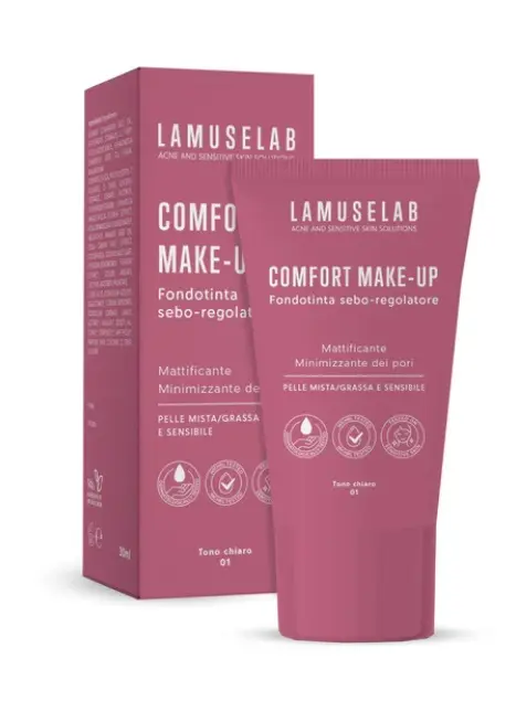 Lamuselab comfort make-up fondotinta seboregolatore tono chiaro
